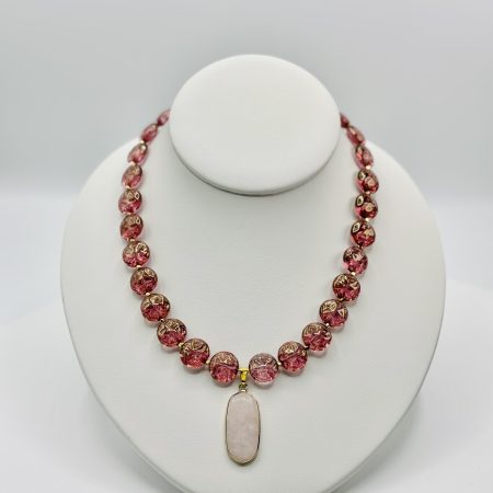 Rose Quartz Pendant Statement Necklace