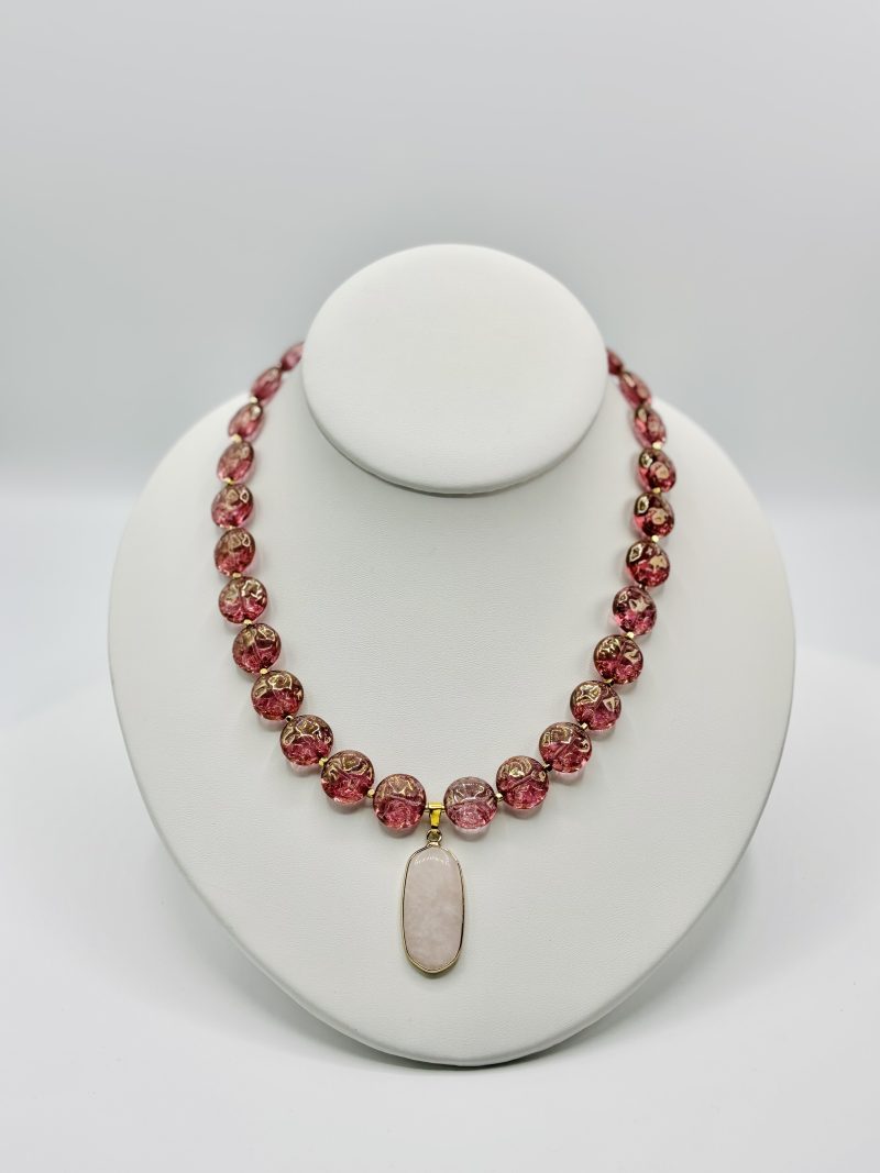 Rose Quartz Pendant Statement Necklace