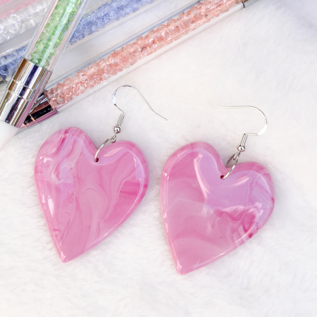 Pink Heart single drop earrings