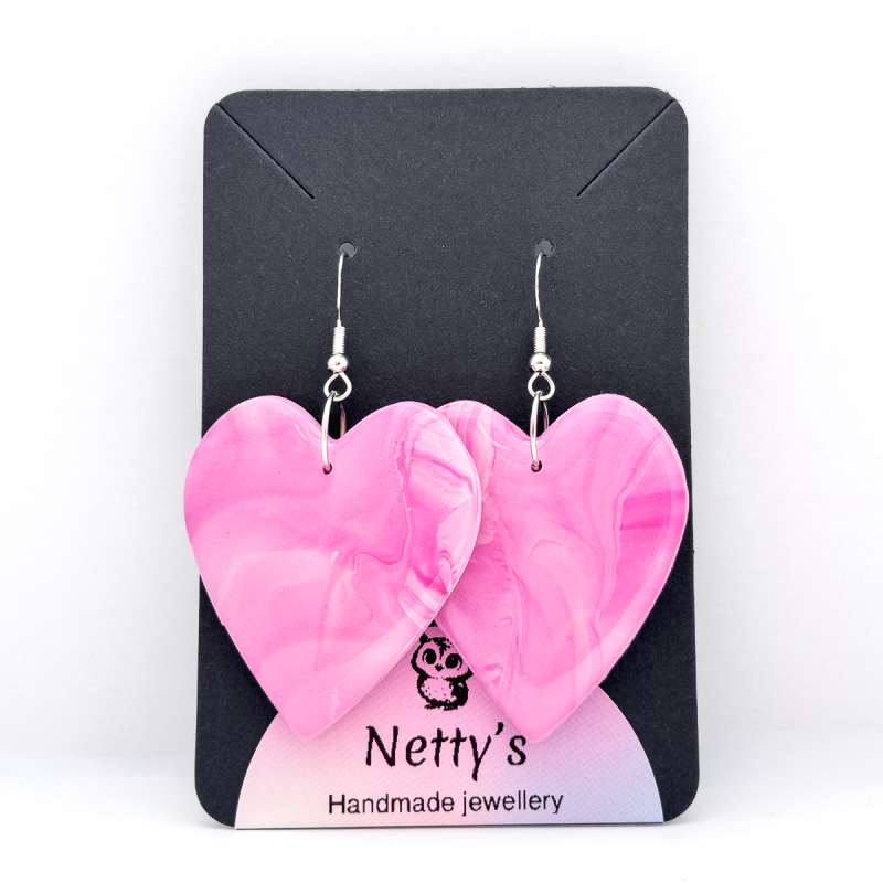 Pink Heart single drop earrings