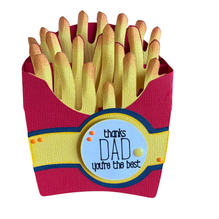 Handmade Father’s Day Pop Up Card with French Fries Design for Dad