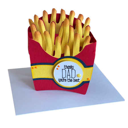 Handmade Father’s Day Pop Up Card with French Fries Design for Dad