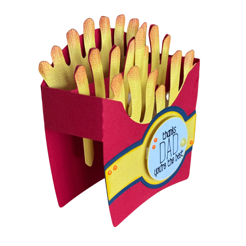 Handmade Father’s Day Pop Up Card with French Fries Design for Dad