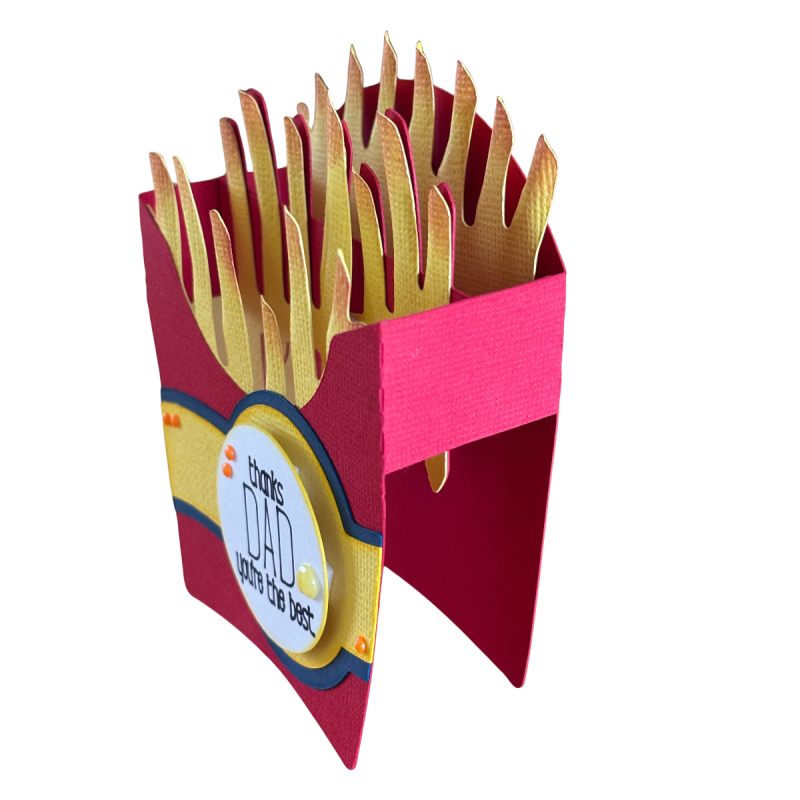 Handmade Father’s Day Pop Up Card with French Fries Design for Dad