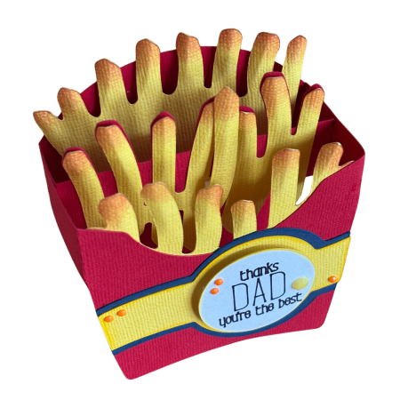 Handmade Father’s Day Pop Up Card with French Fries Design for Dad