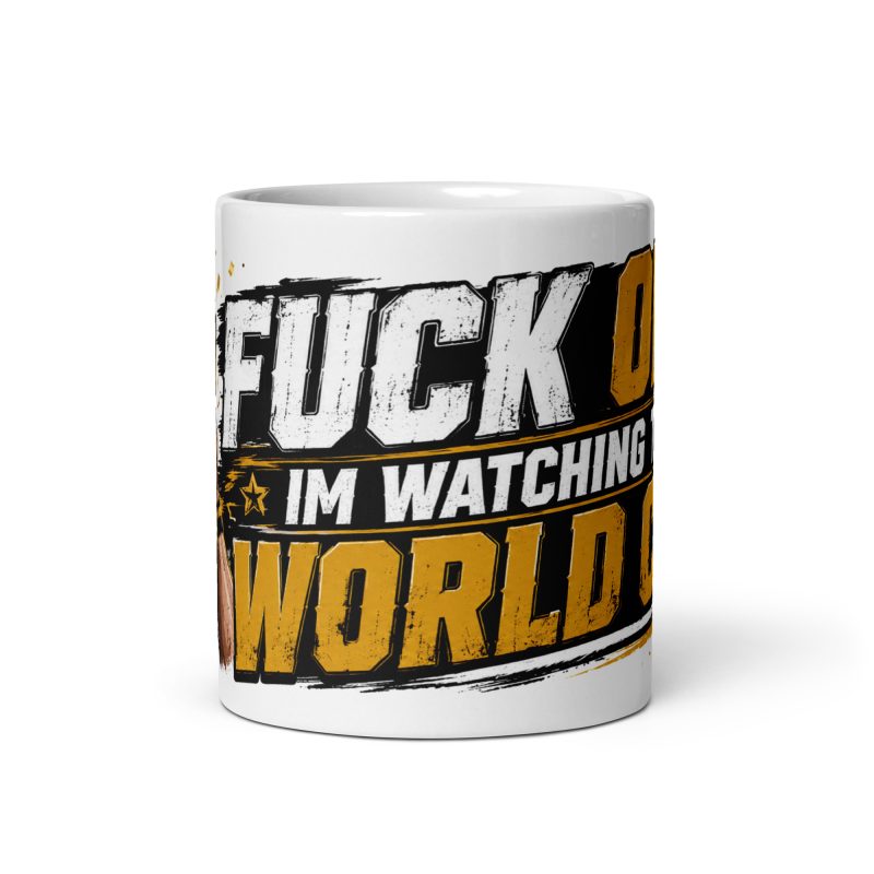 Product Title: Funny World Cup White Ceramic 11oz Mug | Black Gold Football Banter Style | Made To Order