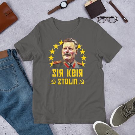 Sir Keir Stalin Political Satire T-Shirt | Black Yellow Graphic 100% Cotton Tee | Made To Order