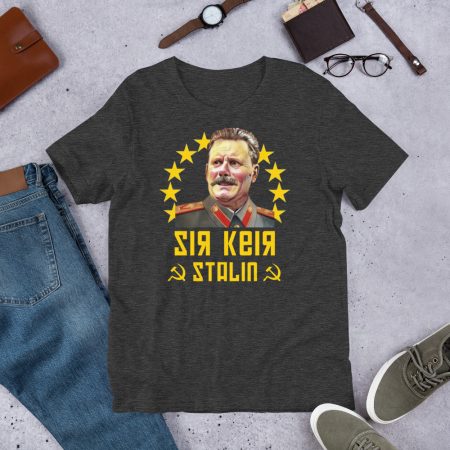 Sir Keir Stalin Political Satire T-Shirt | Black Yellow Graphic 100% Cotton Tee | Made To Order