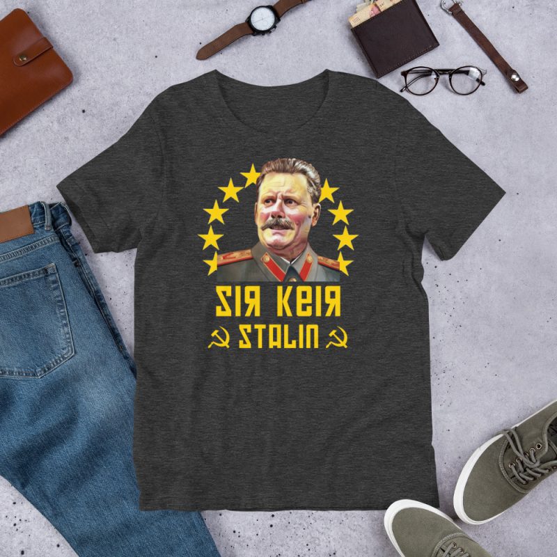 Sir Keir Stalin Political Satire T-Shirt | Black Yellow Graphic 100% Cotton Tee | Made To Order
