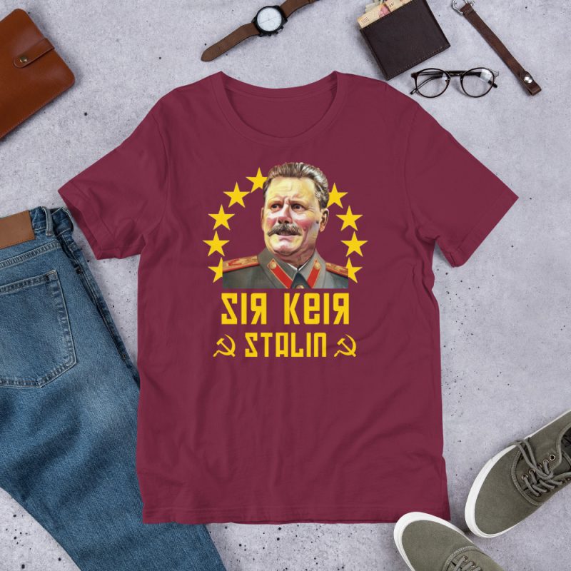 Sir Keir Stalin Political Satire T-Shirt | Black Yellow Graphic 100% Cotton Tee | Made To Order