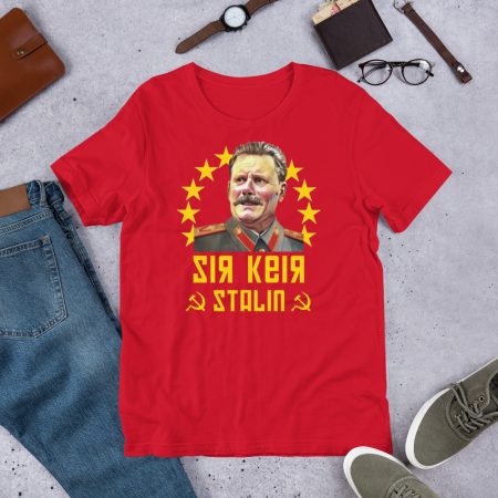 Sir Keir Stalin Political Satire T-Shirt | Black Yellow Graphic 100% Cotton Tee | Made To Order