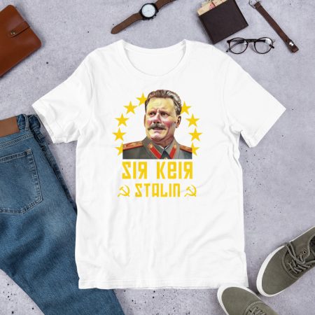 Sir Keir Stalin Political Satire T-Shirt | Black Yellow Graphic 100% Cotton Tee | Made To Order