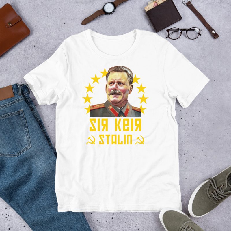 Sir Keir Stalin Political Satire T-Shirt | Black Yellow Graphic 100% Cotton Tee | Made To Order