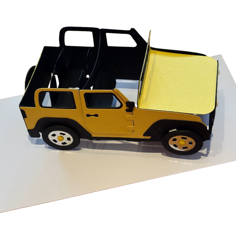 Yellow Jeep Pop Up Card for Dad, Father’s Day & Birthday Card