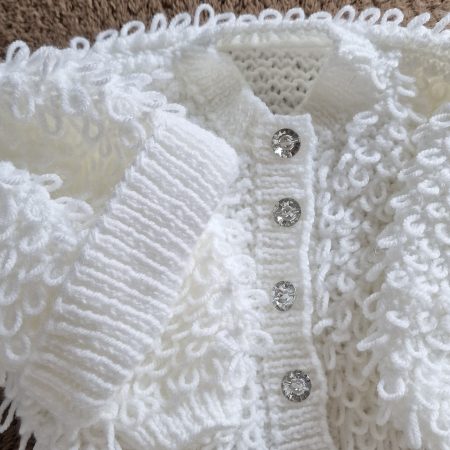 Hand knitted Loopy Cardigan - White