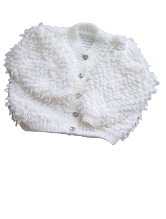 Hand knitted Loopy Cardigan - White