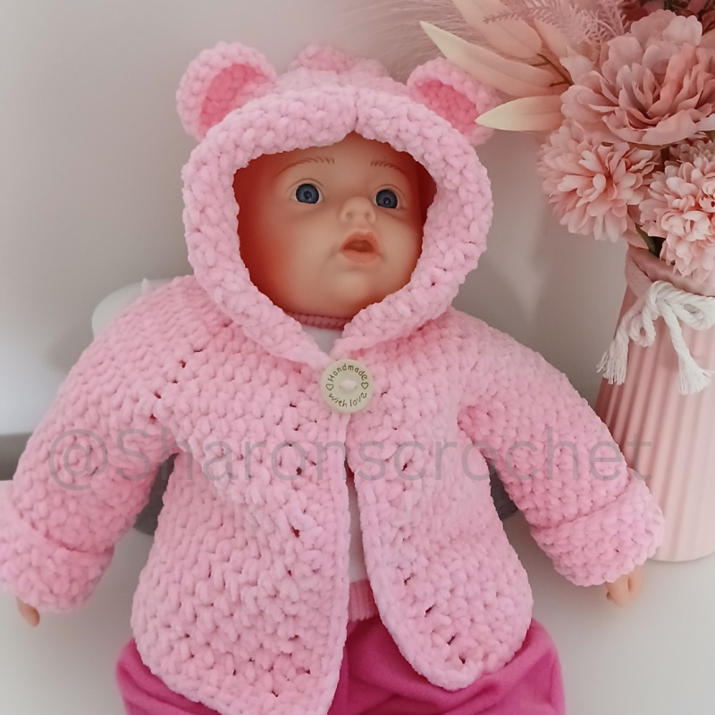 🩷 Handmade Baby Teddy Bear Hoodie Jacket 🩷