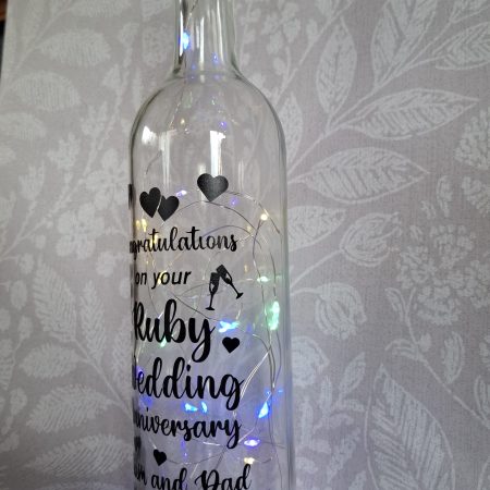 Happy Anniversary, Special Day Customised and Personalised, Mr and Mrs Light up Bottle Gift.