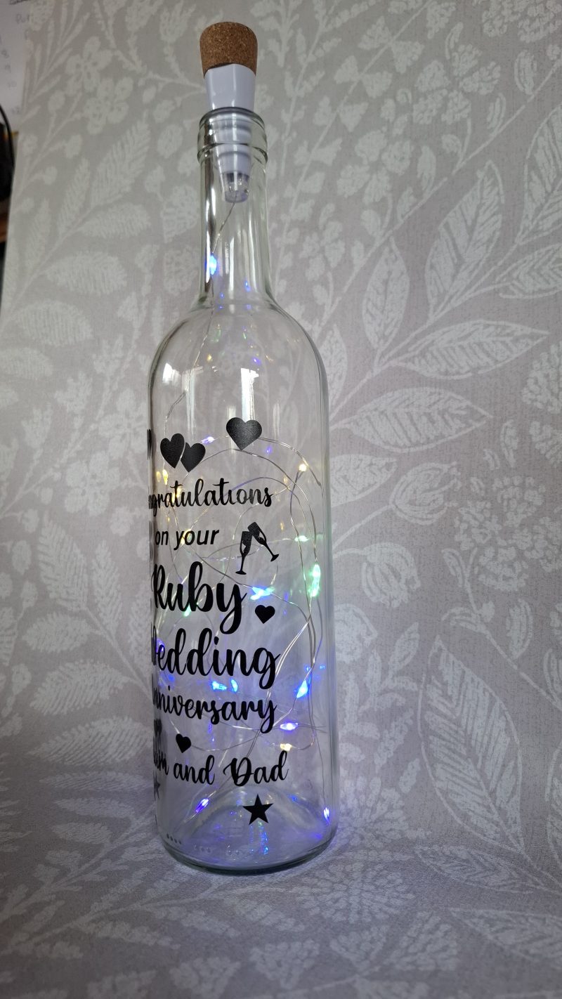 Happy Anniversary, Special Day Customised and Personalised, Mr and Mrs Light up Bottle Gift.