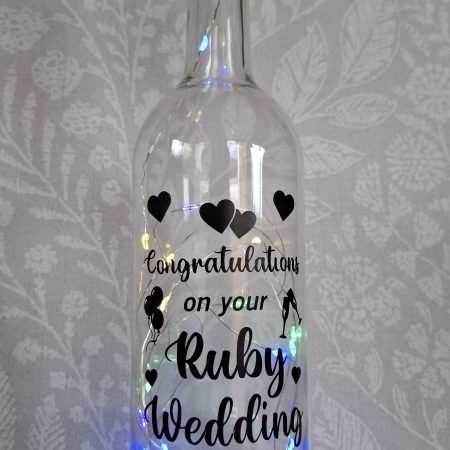 Happy Anniversary, Special Day Customised and Personalised, Mr and Mrs Light up Bottle Gift.