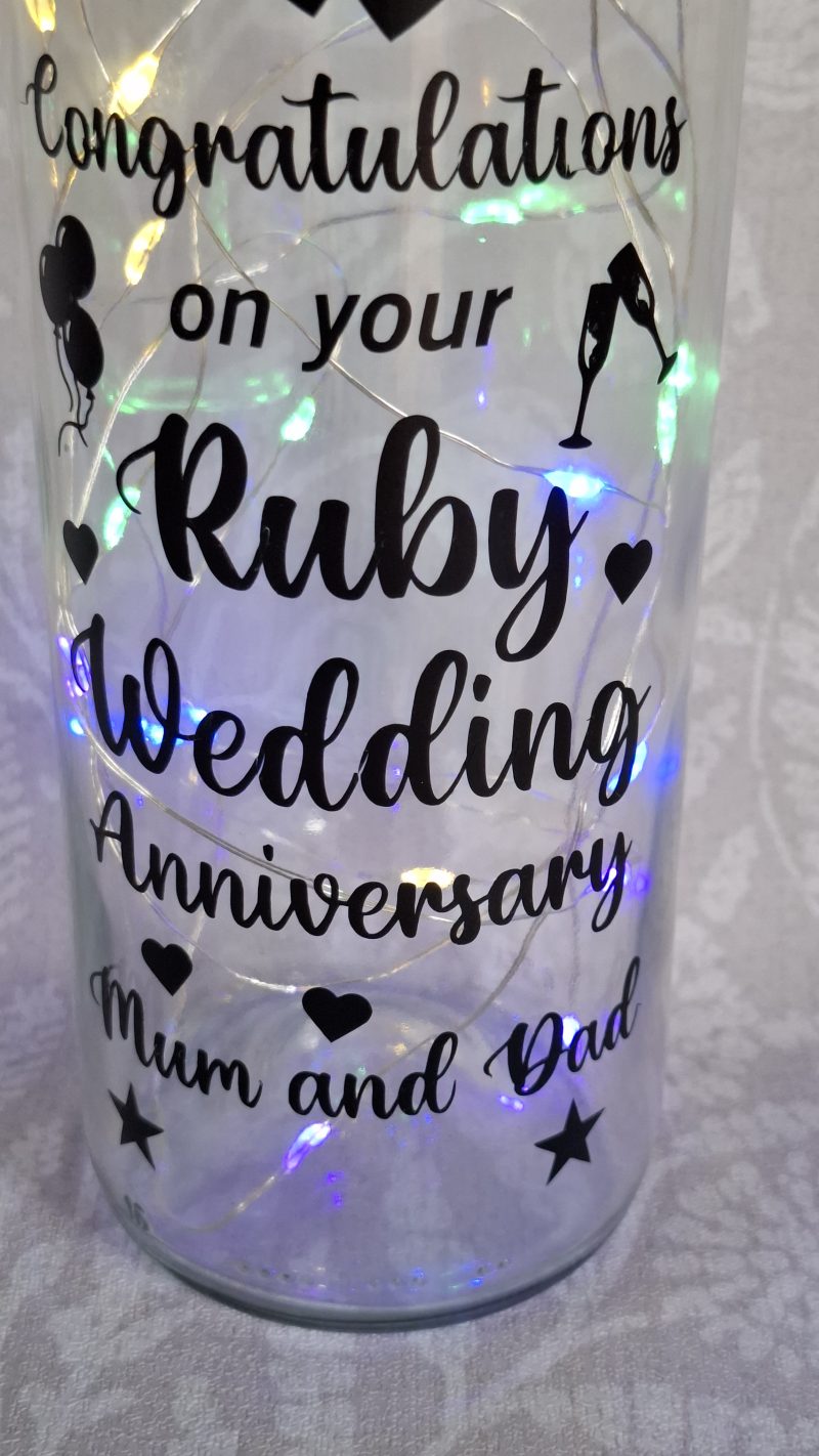 Happy Anniversary, Special Day Customised and Personalised, Mr and Mrs Light up Bottle Gift.