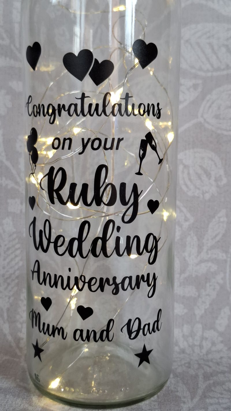 Happy Anniversary, Special Day Customised and Personalised, Mr and Mrs Light up Bottle Gift.