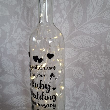 Happy Anniversary, Special Day Customised and Personalised, Mr and Mrs Light up Bottle Gift.