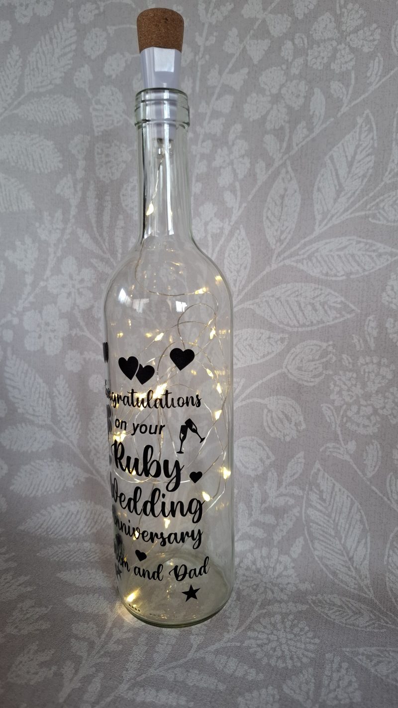 Happy Anniversary, Special Day Customised and Personalised, Mr and Mrs Light up Bottle Gift.