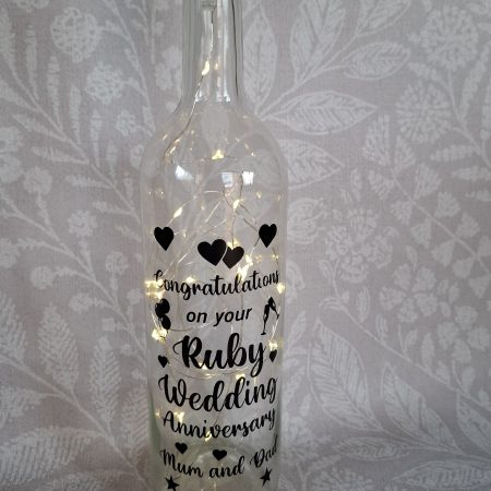 Happy Anniversary, Special Day Customised and Personalised, Mr and Mrs Light up Bottle Gift.