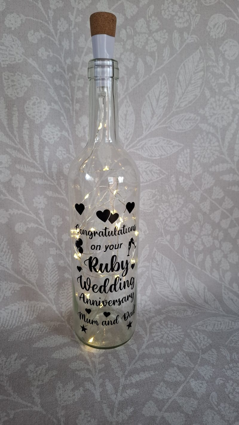 Happy Anniversary, Special Day Customised and Personalised, Mr and Mrs Light up Bottle Gift.