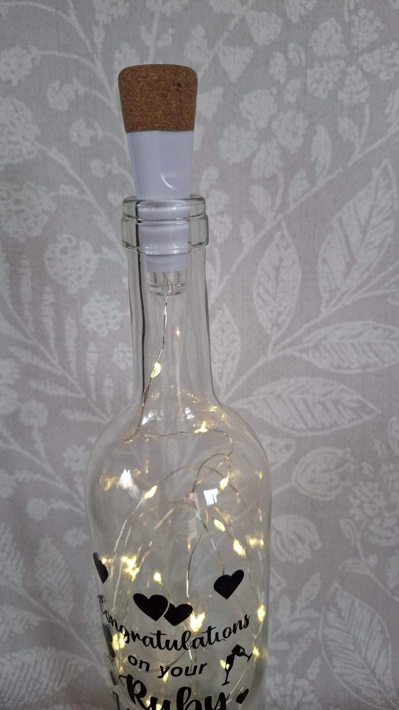 Happy Anniversary, Special Day Customised and Personalised, Mr and Mrs Light up Bottle Gift.