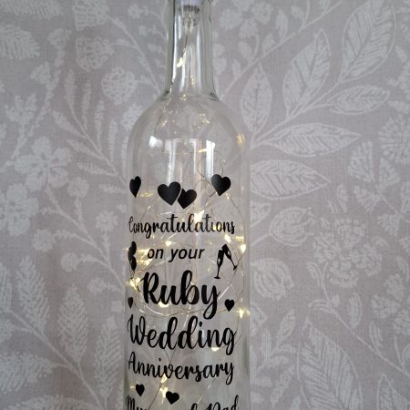 Happy Anniversary, Special Day Customised and Personalised, Mr and Mrs Light up Bottle Gift.