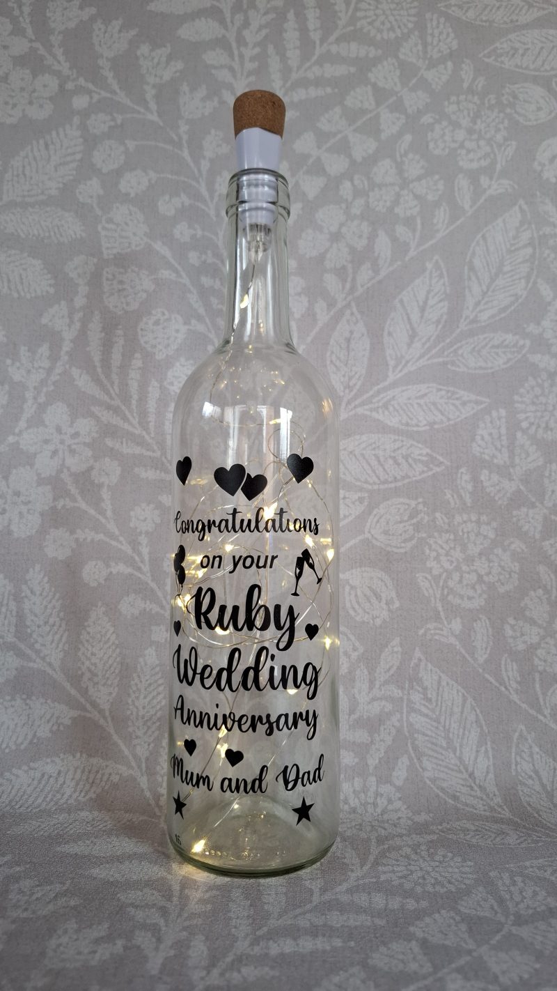Happy Anniversary, Special Day Customised and Personalised, Mr and Mrs Light up Bottle Gift.