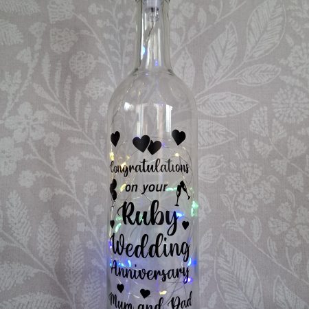 Happy Anniversary, Special Day Customised and Personalised, Mr and Mrs Light up Bottle Gift.