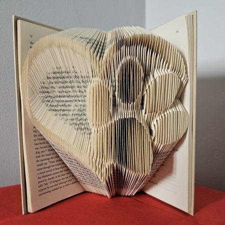 Folded Book Art. Heart and Paw. Recycled Book Gift.