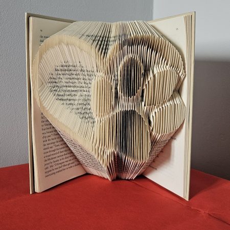Folded Book Art. Heart and Paw. Recycled Book Gift.