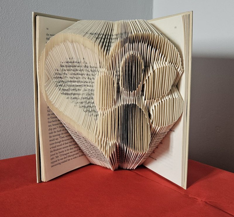 Folded Book Art. Heart and Paw. Recycled Book Gift.