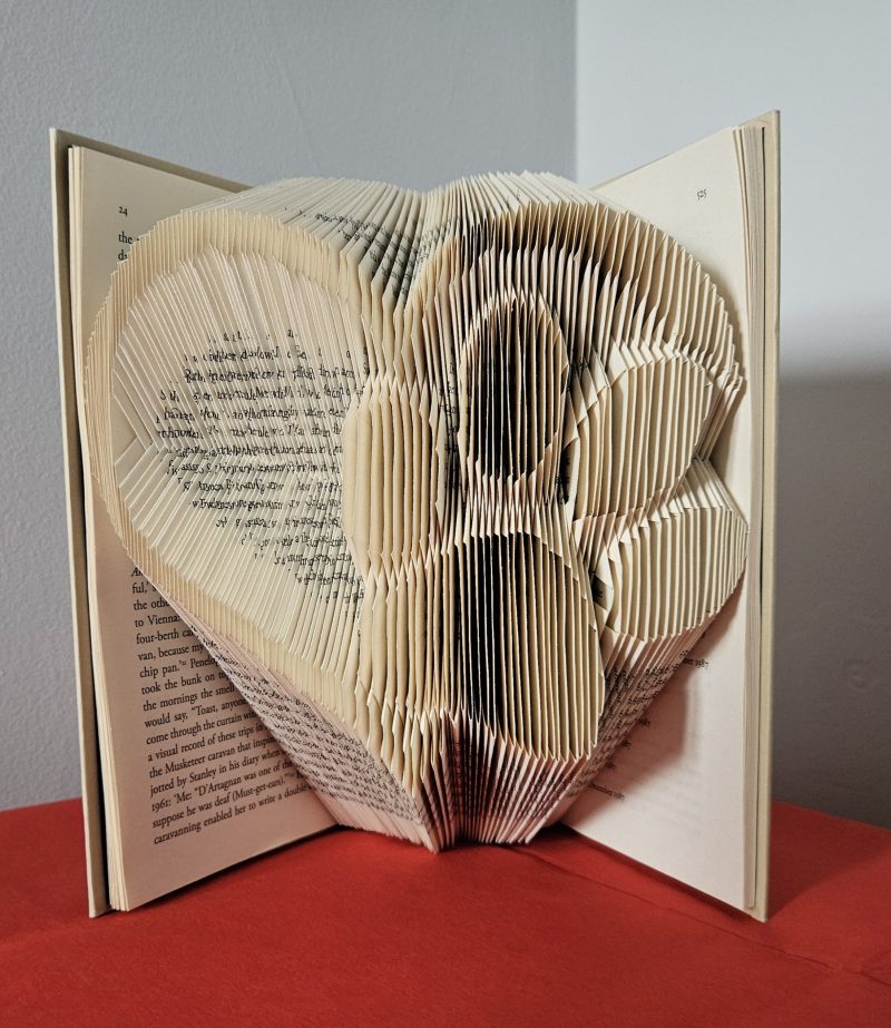 Folded Book Art. Heart and Paw. Recycled Book Gift.