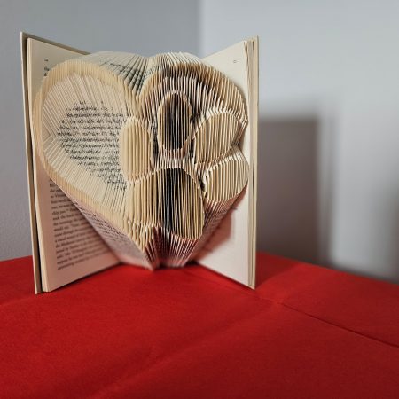Folded Book Art. Heart and Paw. Recycled Book Gift.