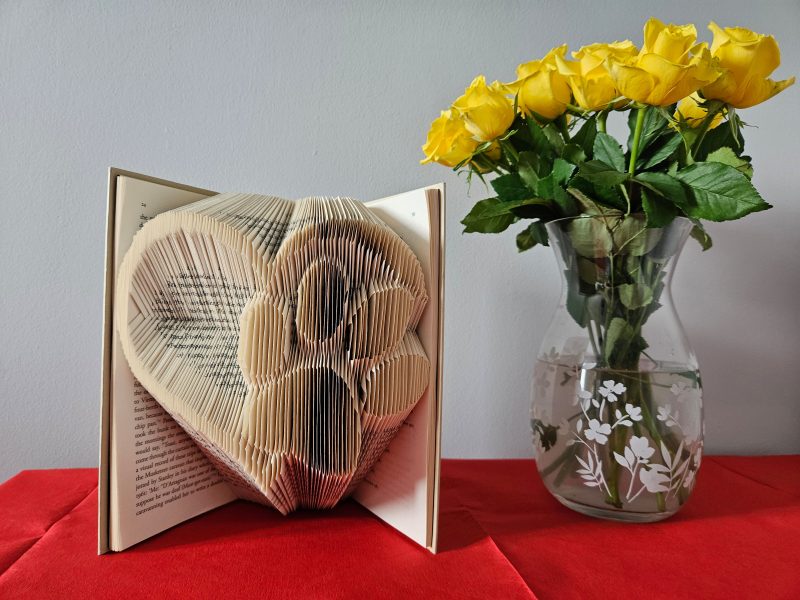 Folded Book Art. Heart and Paw. Recycled Book Gift.