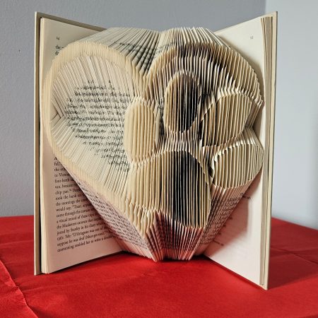 Folded Book Art. Heart and Paw. Recycled Book Gift.