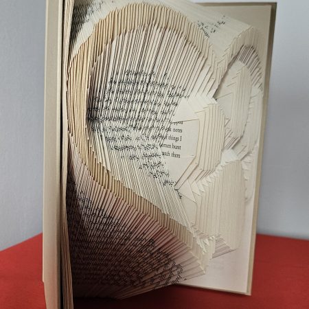 Folded Book Art. Heart and Paw. Recycled Book Gift.