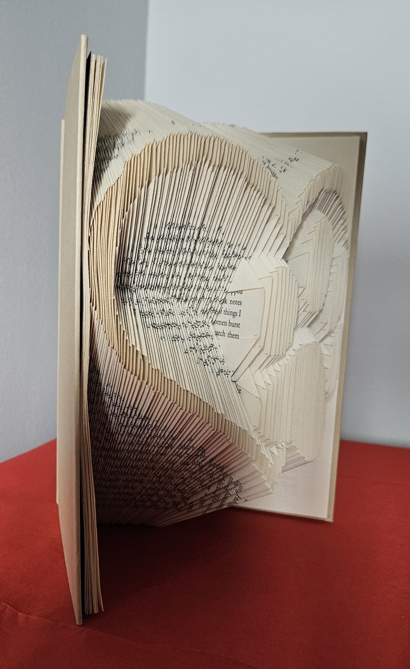 Folded Book Art. Heart and Paw. Recycled Book Gift.
