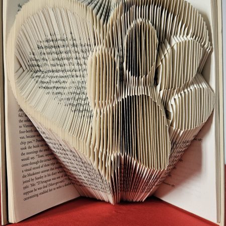 Folded Book Art. Heart and Paw. Recycled Book Gift.