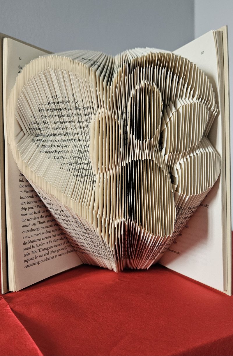 Folded Book Art. Heart and Paw. Recycled Book Gift.