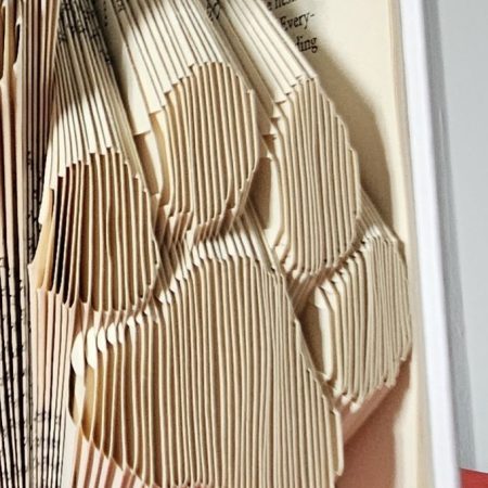 Folded Book Art. Paws. Recycled Book Gift.