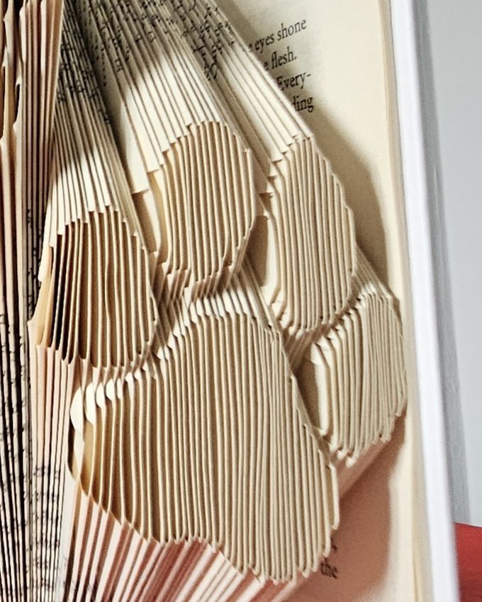 Folded Book Art. Paws. Recycled Book Gift.