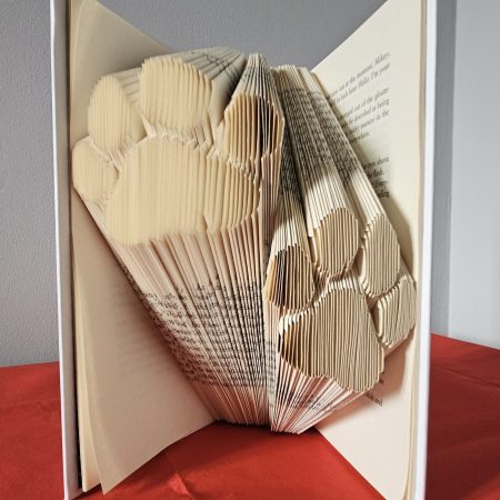 Folded Book Art. Paws. Recycled Book Gift.