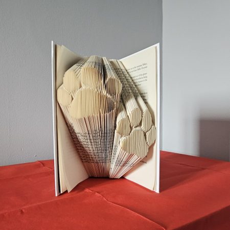 Folded Book Art. Paws. Recycled Book Gift.