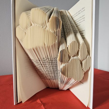 Folded Book Art. Paws. Recycled Book Gift.